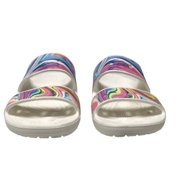Crocs classic “out of this world” 2 strap multi swirl slide sandals 7/9 unisex - Picture 3 of 6